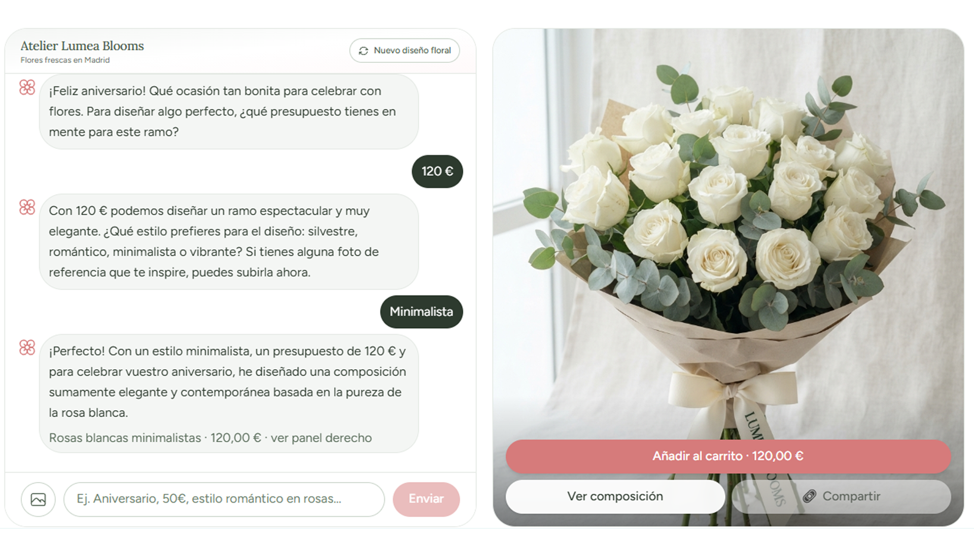 Visual AI Composer (bouquet co-creation)